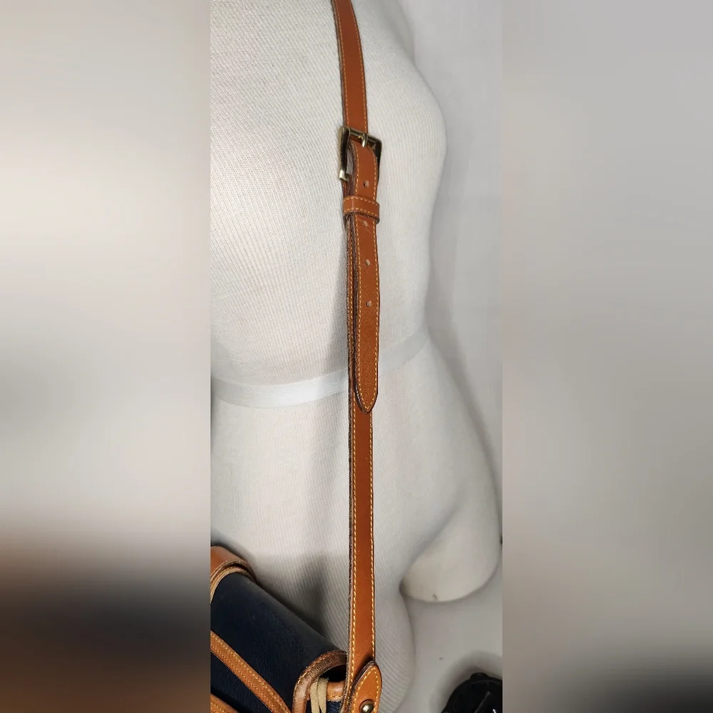Dooney & Bourke vintage equestrian all weather leather crossbody bag, navy